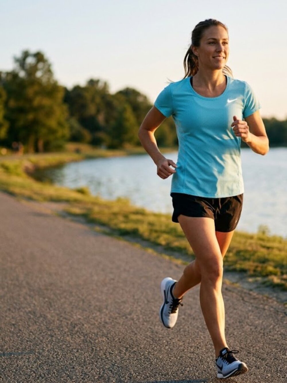 Nike Women's Blue Medium Shirt Workout Top Dri Fit Run Short‎ Sleeve